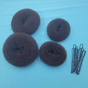 4 PCS Donut Hair Bun Maker, Dark Brown Ring Style Bun Makers Set Large Medium